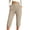 80# Beige, variant on Women's Pull On Linen Capri Pants Cropped High Waisted Spring Summer Casual Side Button Elastic Waist Straight Wide Leg Cropped Pant Black S
