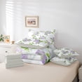 thumbnail image 5 of Homewish Purple Flower Floral Bedding Comforter Set 7 Pieces for Women, Chic Marbling Abstract Full Bedding Set, Modern Fashion Reversible Fitted Sheet Flat Sheet, Lightweight Room Decor, 5 of 7