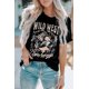 thumbnail image 3 of ABPHQTO Camiseta negra con cuello redondo y estampado gráfico de WILD WEST Cowboys para mujer, 3 of 5
