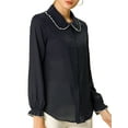 thumbnail image 4 of INSPIRE CHIC Chemises de Travail pour Femmes à Volants Doux Col Peter Pan Boutonnées, 4 of 7
