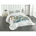 thumbnail image 3 of Ambesonne Dragon Quilted Bedspread Set 3 Pcs, Eastern Creature, Queen Size, Pale Green Vermilion, 3 of 5
