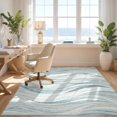 thumbnail image 3 of Design&I 8'x10' Washable Area Rug Sleek Flatweave Pet Friendly Ocean Themed Beachy Flowing Ripple Seaside Inspired Theme Nautical for King Size Bedroom, Under Bed, 3 of 7