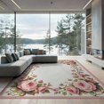 thumbnail image 2 of ODIKA 8'x10' Washable Area Rug Durable, Non-Slip Pink Bedside Vintage Gingham Border Tug Throw Dorm Rig Shack for Living Room, Under Sectional, Family, 2 of 7