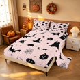 thumbnail image 2 of Homewish Halloween Ghost Bat Queen Sheets for Girls, Witch Hat Spider Web Queen Sheet Sets, Pink Black, 4-Piece (1 Flat Sheet, 1 Fitted Sheet and 2 Pillowcases), 2 of 5