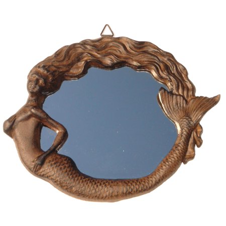 Antique Wall Decor - Cast Iron Vintage Antique Rep Mermaid Wall Mirror Nautical Beach Coastal Decor