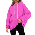 thumbnail image 2 of Cmfcve Women's Fashion Hoodies & Sweatshirts Casual Solid Color Long Sleeve Hooded Sweatshirt Crew neck Pullover Fall Workout Top Blouse with Pocket, 2 of 7
