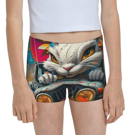 Pofeuu Vibrant Bunny Ride Print Soft Cotton Girls Boyshort panties Toddler Underwear-X-Large