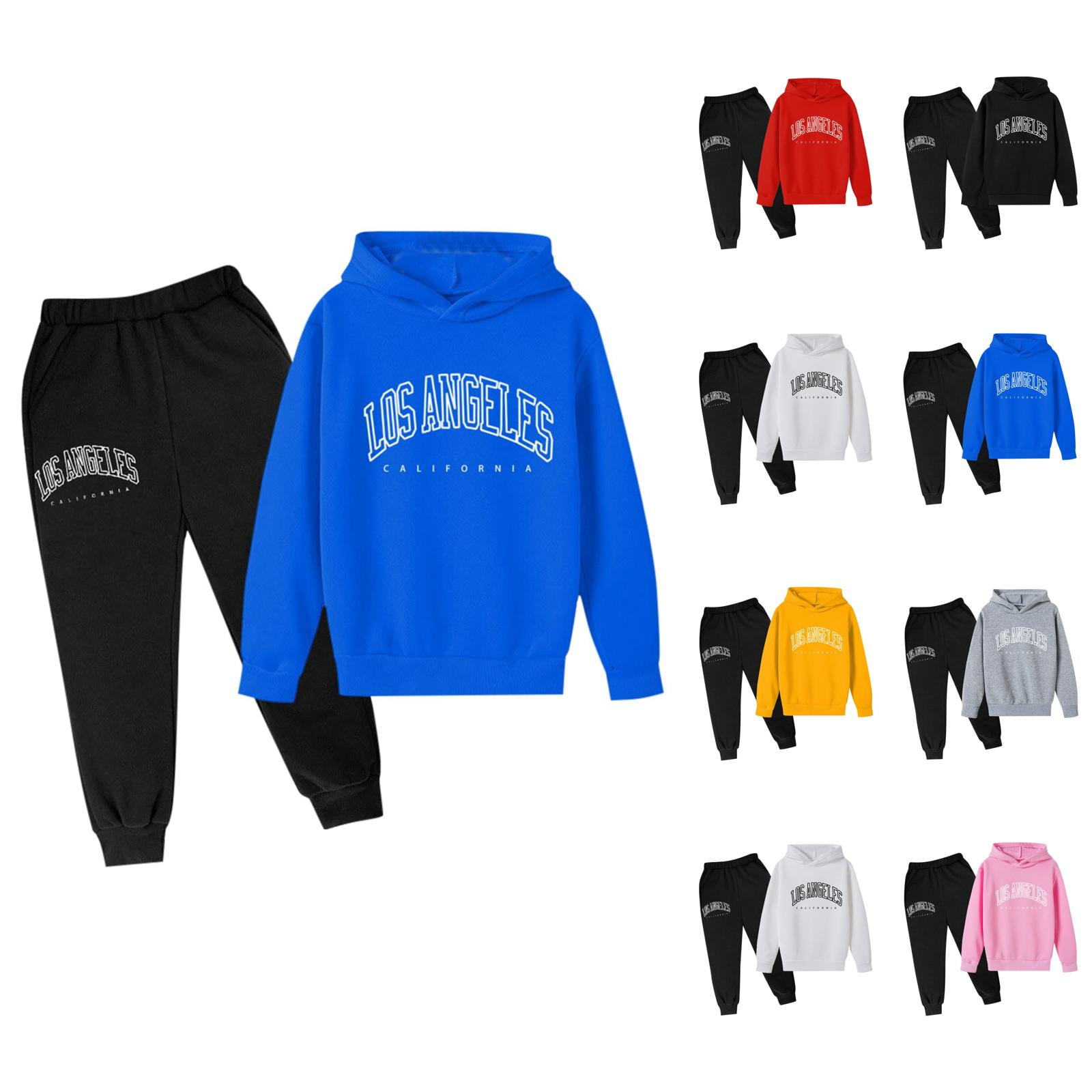 Outfit Sets for Girls Girls Set Children Kids Casual Letter Printed Long Sleeve Hoodie Pullover Sweatshirt Tracksuit Jogger Sweatpants Unisex 2 PC Sweatsuit Set 1