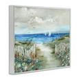 thumbnail image 3 of Stupell Industries Gorgeous Beach Scene Poppies Blooming White Fence Ocean Paintings White Framed Art Print Wall Art, 20x16, by Nan, 3 of 5