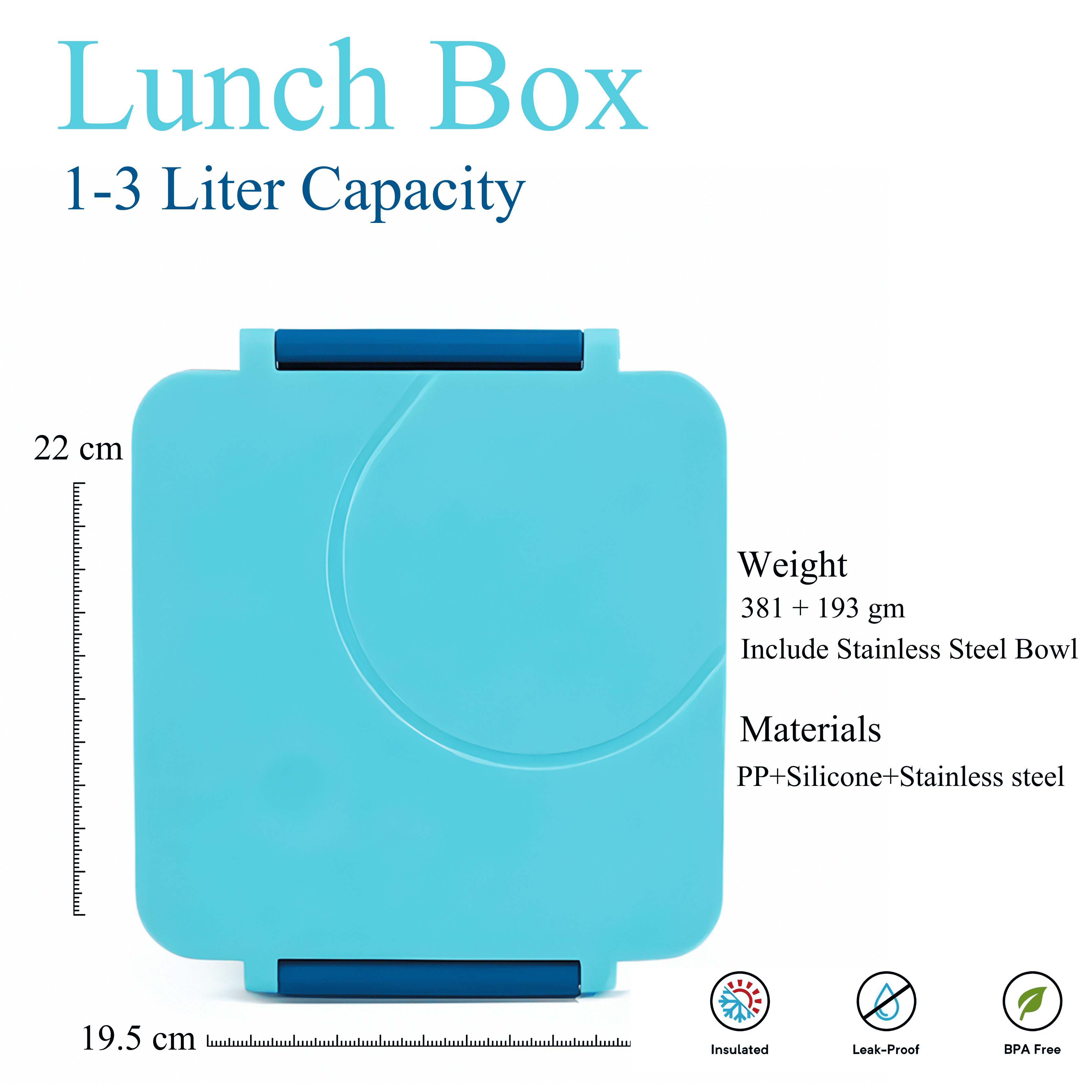 PoppiKids, Bento Lunch Box for Kids Meals, with Thermos Soup Food Jar - Blue