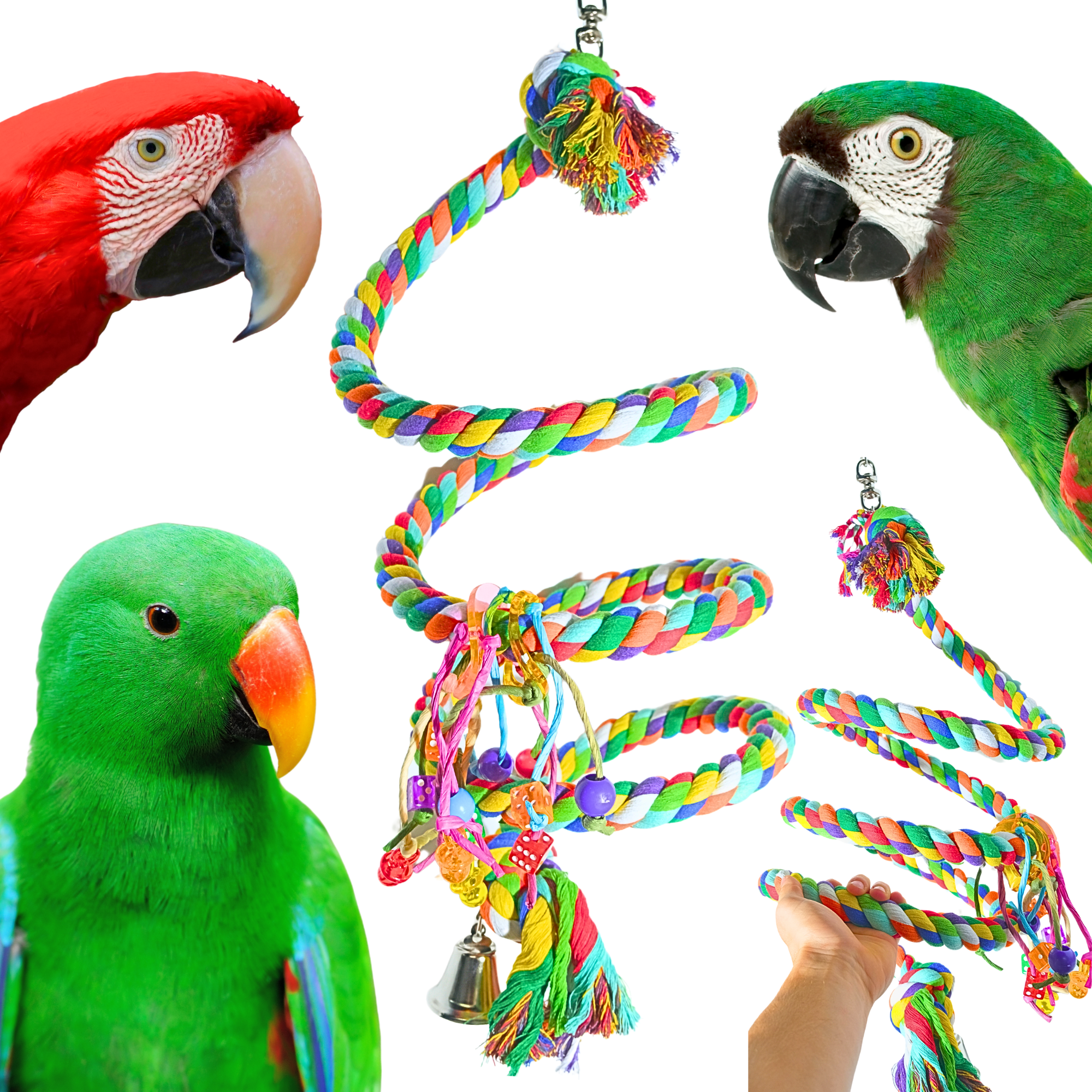 Bonka Bird Toys 1962 Huge Rope Boing Coil Charm Swing Swivel Parrot Cage Toy Pet