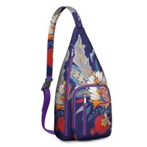 Waterproof Hiking Sling Backpack for Women – Lightweight Crossbody Bag with Adjustable Strap, Chest Bag for Travel & Outdoor Adventures – Paisley Boho Vintage Floral, Chic Retro Design