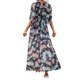 thumbnail image 5 of SAYOO Vestido de playa de impresión de Flores femeninas de verano Bohemia lado del vestido de Bohemia 3/4 manga elegante envuelto v collar SAYOO moda, 5 of 6