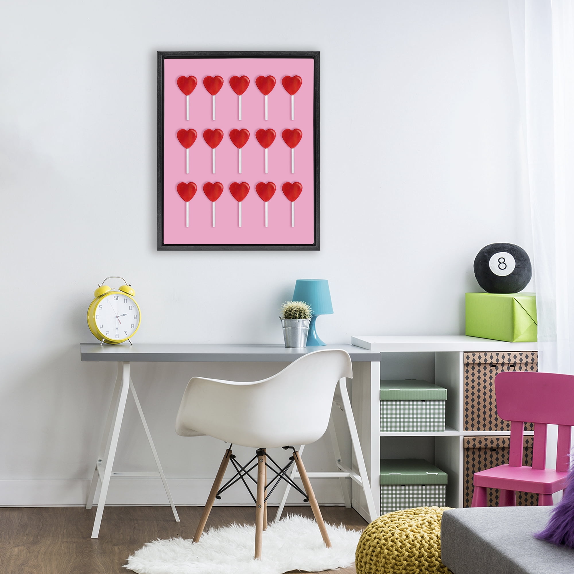 Stupell Industries Heart Lollipops Collection Black Framed Floater Canvas Wall Art, design by LISH Creative