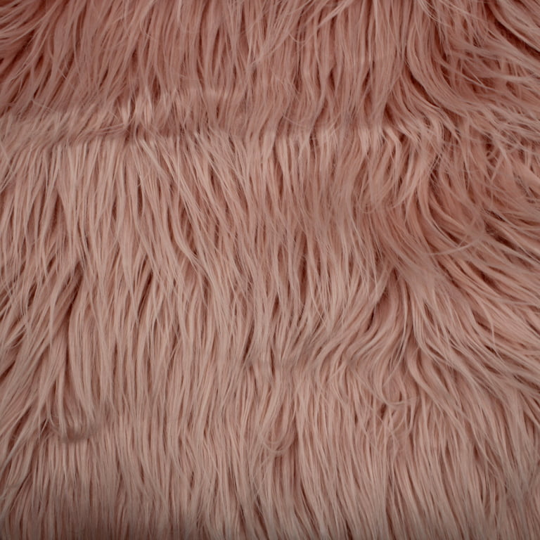 Pink Curly Long Pile For Newborn Cuddly Faux Fur Fabric by the