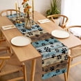 thumbnail image 3 of Cute Dog Claws Table Runner - 36 Inch Long, Kitchen Dining Table Runner Dresser Scarves, Farmhouse Blue Wooden Puppy Pawprints Farmhouse Decor for Coffee Tables Wedding Party Banquet, 3 of 8