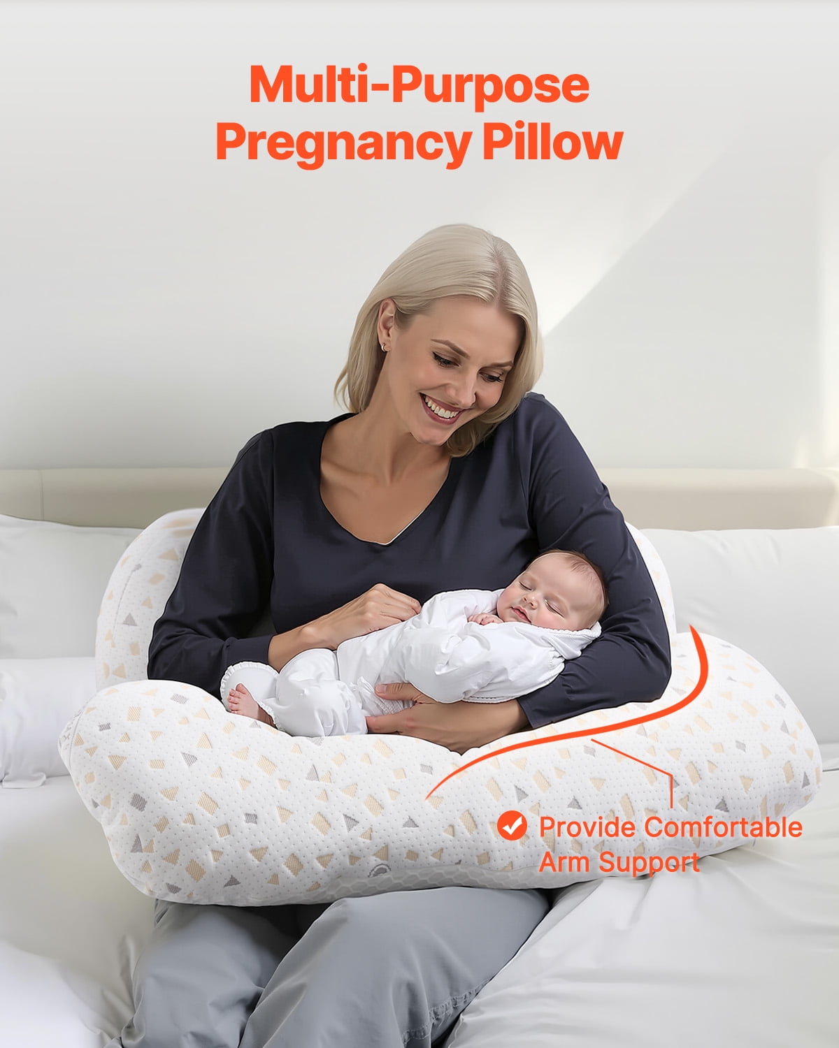 VEVOR Pregnancy Pillows for Sleeping, Adjustable Maternity Pillow for Pregnant Women, Soft Pregnancy Body Pillow with Removable & Washable Cover for Back Belly Hip Support, Lightweight