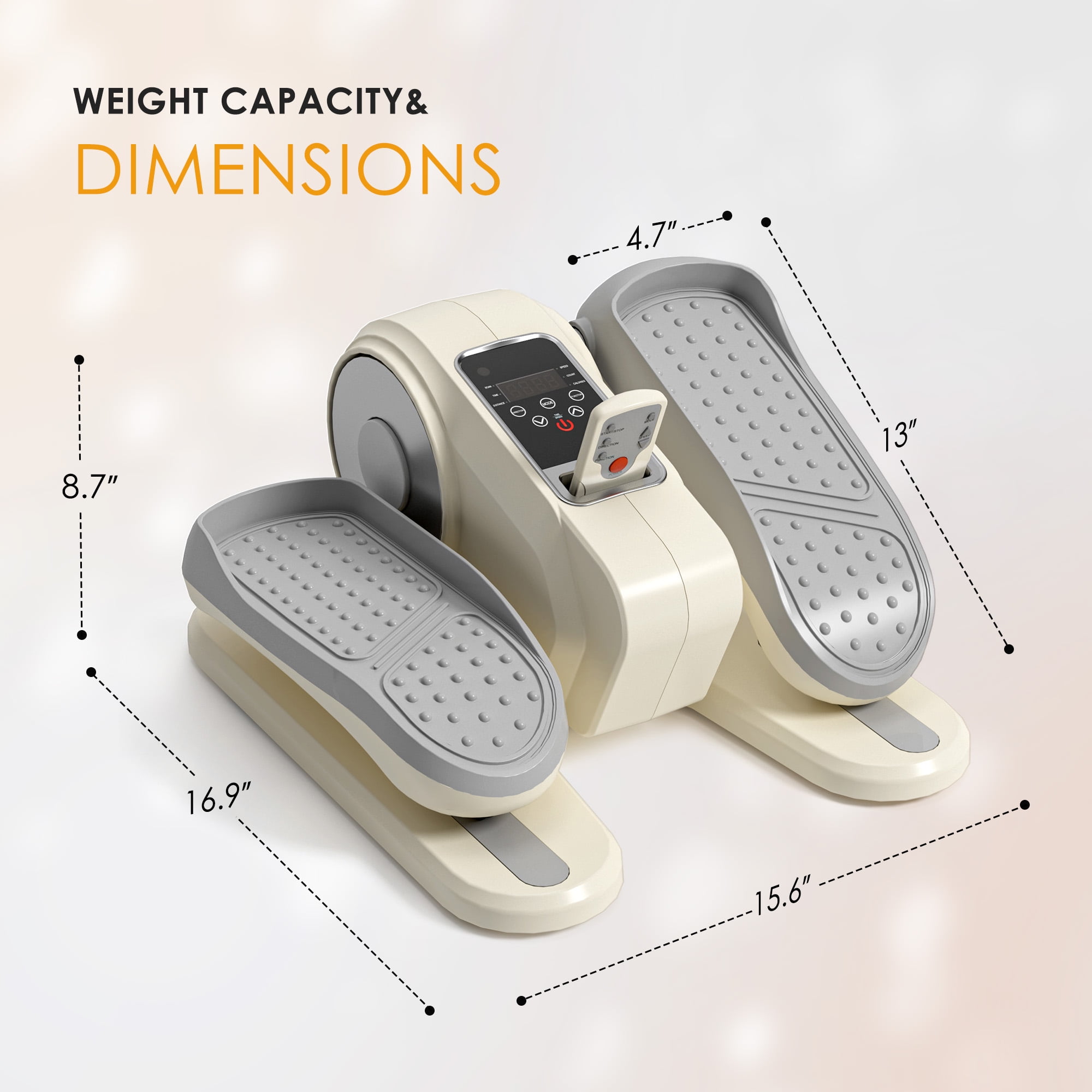 Soges Under Desk Elliptical Machine, Seated Pedal Exerciser for Senior,12 Adjustable Speeds Portable bidirectional Ellipse Exerciser,Ellipse Leg Exerciser with Remote Control and Manual Mode, White