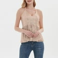 thumbnail image 6 of Feancey Big Deal Days Sequin Halter Tops for Women Ruffle Hem Flowy Tunic Top Dressy Trendy Adjustable Spaghetti Strap Glitter Tank Tops Spring Sparkly Party Blouse Beige XL, 6 of 8