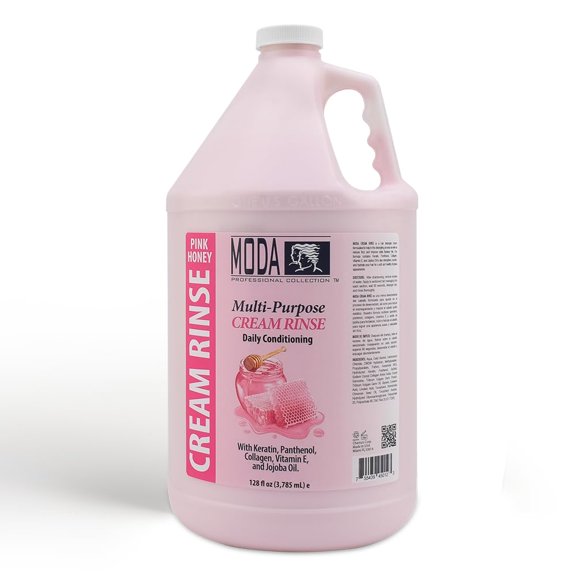 MODA Cream Rinse - Nourishes and Detangles Hair or Dry & Damaged, Soothing Pink - 128Oz