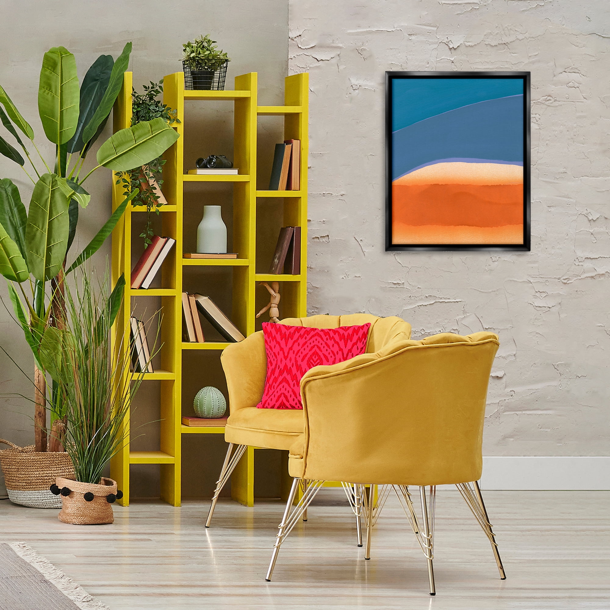 Stupell Industries Modern Desert Sunrise Abstract Painting Black Floater Framed Canvas Art Print Wall Art, 17 x 21