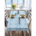 thumbnail image 3 of Blue Boho Rectangle Tablecloth, Vintage Ethnic Tribe Abstract Art Geometric Waterproof & StainResistant Tablecloth, Washable Oil-proof Table Cover for Dining/Party/Wedding/Camping/Buffet 52x70 In, 3 of 9