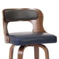 thumbnail image 5 of CRERIYO 26" Swivel Bar Stools Set of 2, Bentwood Counter Height Stools with Upholstered Seat, Wood Legs and Chrome Footrest, Blue, 5 of 6