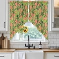 thumbnail image 4 of Palm Tree Tropical Kitchen Window Curtains, Swag Curtains Valance for Bedroom Living Room Bathroom, Pink Summer Green Botanical Rod Pocket Window Treatment Curtain Block Drapes 2 Panels 28"x36", 4 of 9