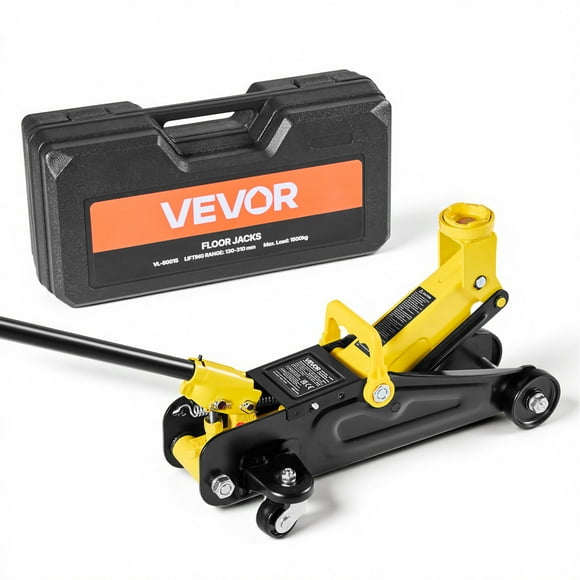 VEVOR Vérin de Plancher à Profil Bas, Capacité de 1,5 Tonne (3300 Lb), Vérin de Course en Acier avec Pompe à Levage Rapide à Piston Simple, Plage de Levage de 5,1 à 12,2 Pouces