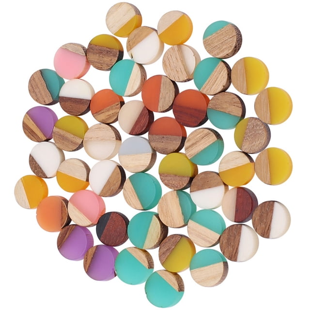GOOHOCHY 50Ud Dijes De Madera Con Resina Para Manualidades Y Joyería Hecha A Mano