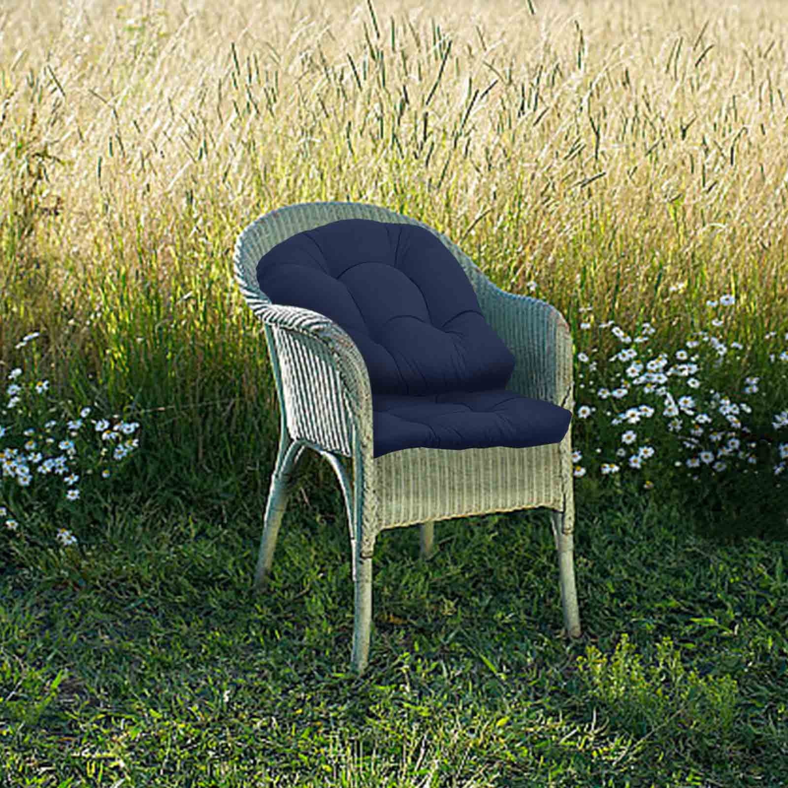 Anuirheih Outdoor Rocking Chair Cushions Set of 2, Outdoor Deep Seat Cushions Seat Pillow Cushion for Patio Garden Floor Sofa(Navy)
