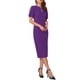 thumbnail image 4 of VESTIDO FORMAL DE MUJER INSPIRE CHIC CON MANGAS ABULLONADAS Y CUELLO REDONDO CON ABERTURA, VESTIDOS PENCILES MIDI XL PÚRPURA, 4 of 6
