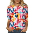 thumbnail image 2 of Spring Tops for Women Viikei Womens Tops Dressy Casual,Women's Fashion Tees Casual Crewneck 3/4 Sleeve Loose T Shirt Ladies Tops Blouses Shirts Multicolor XXXL, 2 of 5