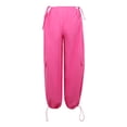 thumbnail image 4 of Hot Pink Juniors Pants Cut Out Drawstring Pockets Wide Leg High Waist Straight Vintage Baggy Trousers Overalls Pants for Women 2023 Size M, 4 of 6