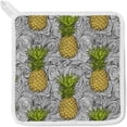 thumbnail image 6 of Dreamtimes Oven Mitts and Pot Holders with Chef Apron 3Pcs Set Pineapple On Abstract Wave Non Slip Heat Resistant Gloves for Baking Cooking BBQ, 6 of 7
