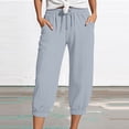 thumbnail image 2 of JJHGVB capris pants gaucho pants for women women's capris Preppy Lounge Pant Cropped Pant Baggy Trousers Lounge Trousers mid-calf length Slacks pedal pushers for women High Waist Gray S, 2 of 5