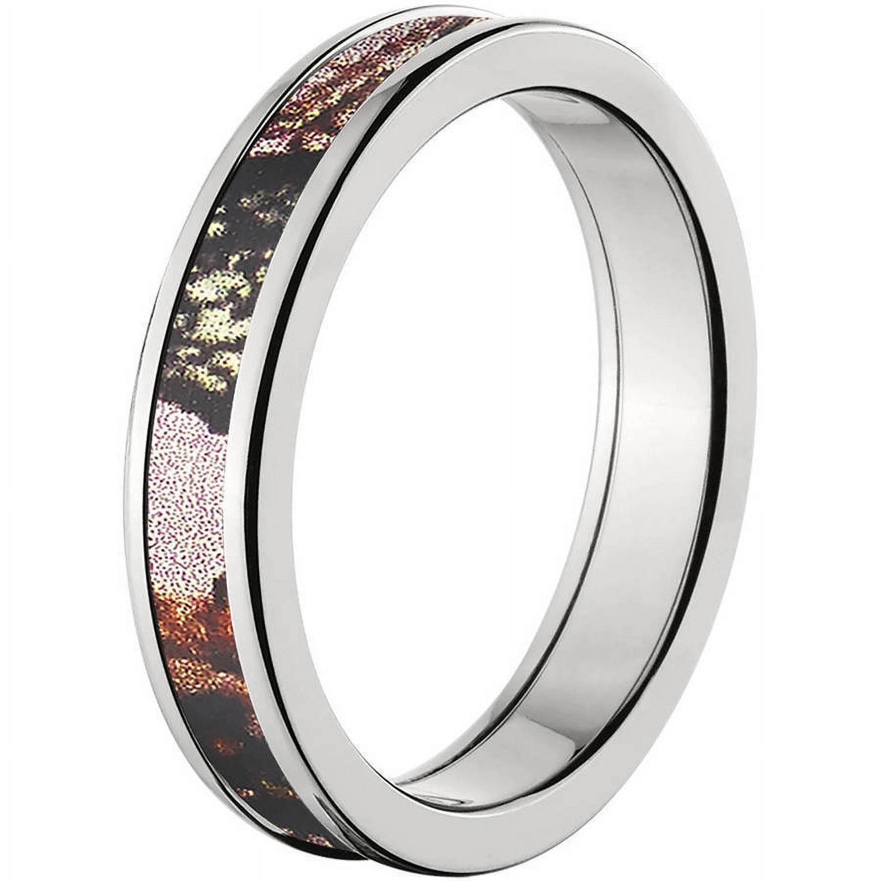 4mm Half-Round Titanium Ring with a Mossy Oak Pink Break Up Camo Inlay