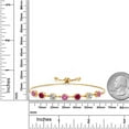 thumbnail image 3 of Gem Stone King 3.66 Ct Pink Created Sapphire Red Created Ruby 18K Yellow Gold Plated Silver Lab Grown Diamond Tennis Bracelet for Women (Fully Adjustable up to 9 inch), 3 of 3