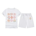 thumbnail image 4 of REDARER Kids Short Sleeve T-Shirt & Shorts Set Floral Print Round Neck Casual Outfit for Boys Girls Summer Play Clothes,Size 4-5 Years, 4 of 4