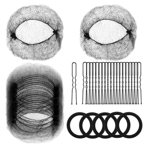 BINGLI B'allet Hair Net Hairnets For Dance Buns 30 Pcs In Visible Hair N Ets,40 Pcs U Shaped Hair Pins And 5 Elastic Hair Loops Set For Women Girls B'allet Bun Maker Dance