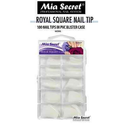 100 Natural Nail LWS LA Wholesale Store Mia Secret - Nail Tip Royal Square 100PC/500PC - Clear/White/Natural (100 Pcs Natural) ()