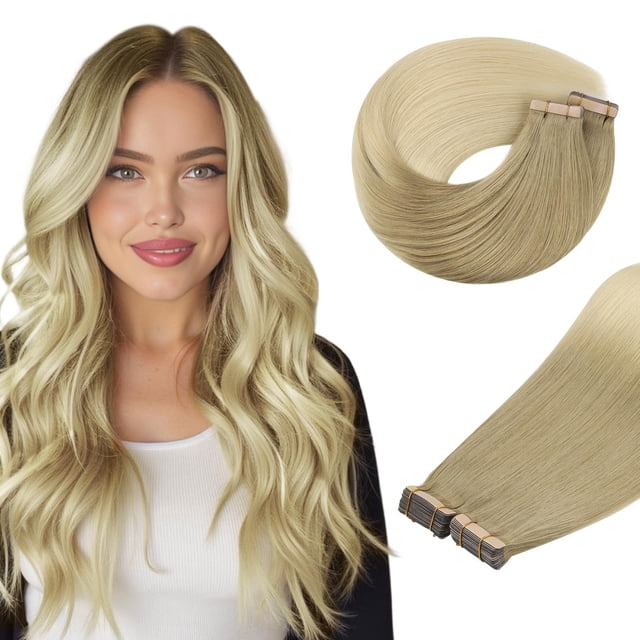 Extensiones de cabello DOORES, cabello humano real, 25 cm, 60 g, 40 unidades, cinta adhesiva