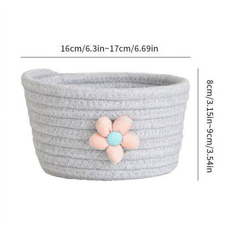 Small Woven Baskets, Empty Tiny Storage Baskets, Mini Cotton Rope Baskets, Oval Decorative Hampers, Storage Bins for Toys, Empty Gift Basket for Baby