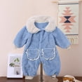 thumbnail image 4 of Efsteb Newborn Toddler Baby Girls Boys Fleece Rompers Infant Thick Winter Warm Outerwear Long Sleeve Solid Color Jumpsuit Romper (Sky Blue,12-24 Months), 4 of 6