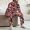 thumbnail image 7 of Fuzoiu Blooming Meadow Print Men's Long-Sleeved Pajama,Lounge Button Down Nightwear,Mens Notch Collar Pajama Set -Small, 7 of 7