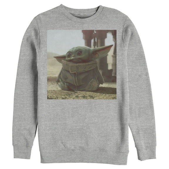 Men's Star Wars: The Mandalorian The Child Square Frame Sweatshirt Athletic Heather 3X Large