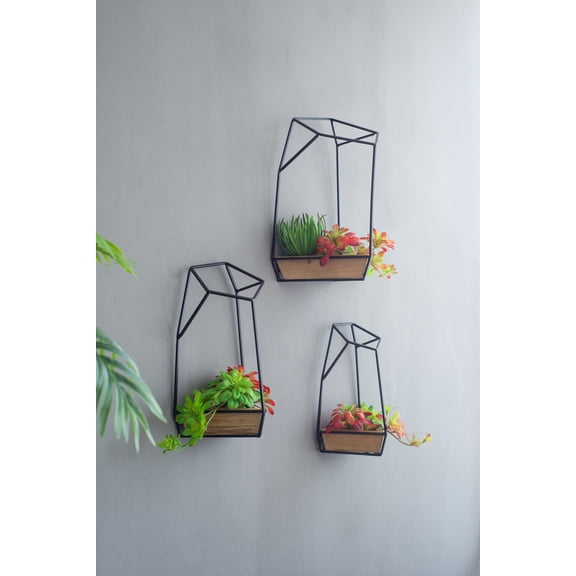 Set of 3 Felix Wall Planter, L:10x10x16.5" M:8.5x8.5x15.5" S:7x7x13.5"
