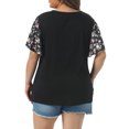 thumbnail image 4 of DARING DIVA Women's Plus V Neck Floral Flutter Sleeve Blouse Casual 1X Black, 4 of 6
