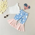 thumbnail image 5 of Fesfesfes Kids 4th of July Outfit 2pcs Clothes Sets 4th Of July Striped Star Flare Pants Outfits 3-4 Years, 5 of 9