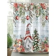 thumbnail image 2 of Blue Wooden Christmas Gnomes Extra Long Shower Curtain Set, Waterproof Shower Curtains for Bathroom, Xmas Tree Poinsettia Winter Washable Fabric Cloth Bath Curtain for Bathtub with Hooks 72x96 Inches, 2 of 6